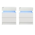 thumbnail image 1 of Hommpa LED Nightstand Set of 2 High Gloss Modern 2 Drawer Bedside End Table White, 1 of 10