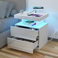 Hommpa LED Nightstand with Wireless Charging Station Modern Nightstand Type C USB Port 2 Drawers