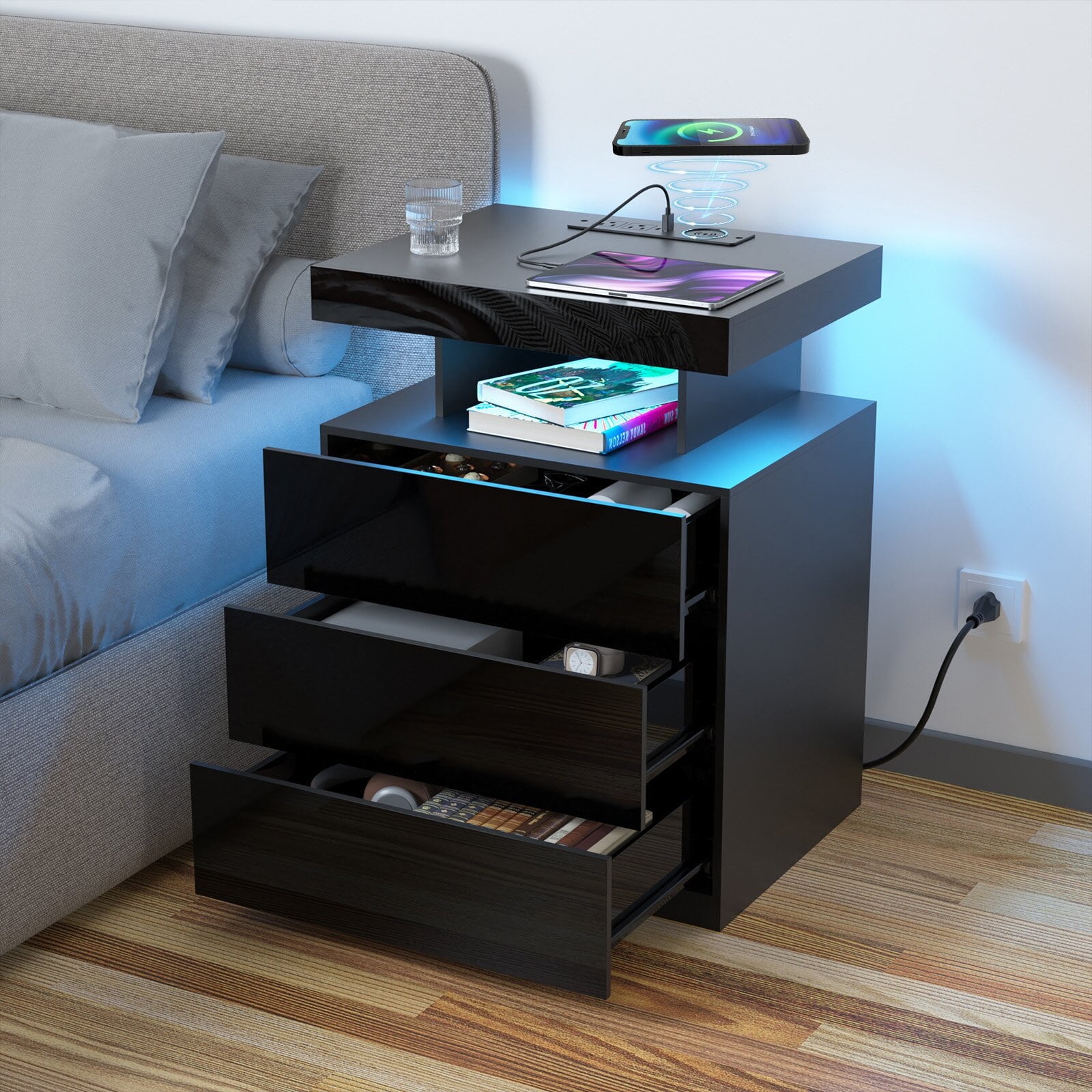 Lighted nightstand hotsell