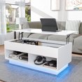 Hommpa Lift Top Coffee Table with Hidden Compartment High Gloss LED
