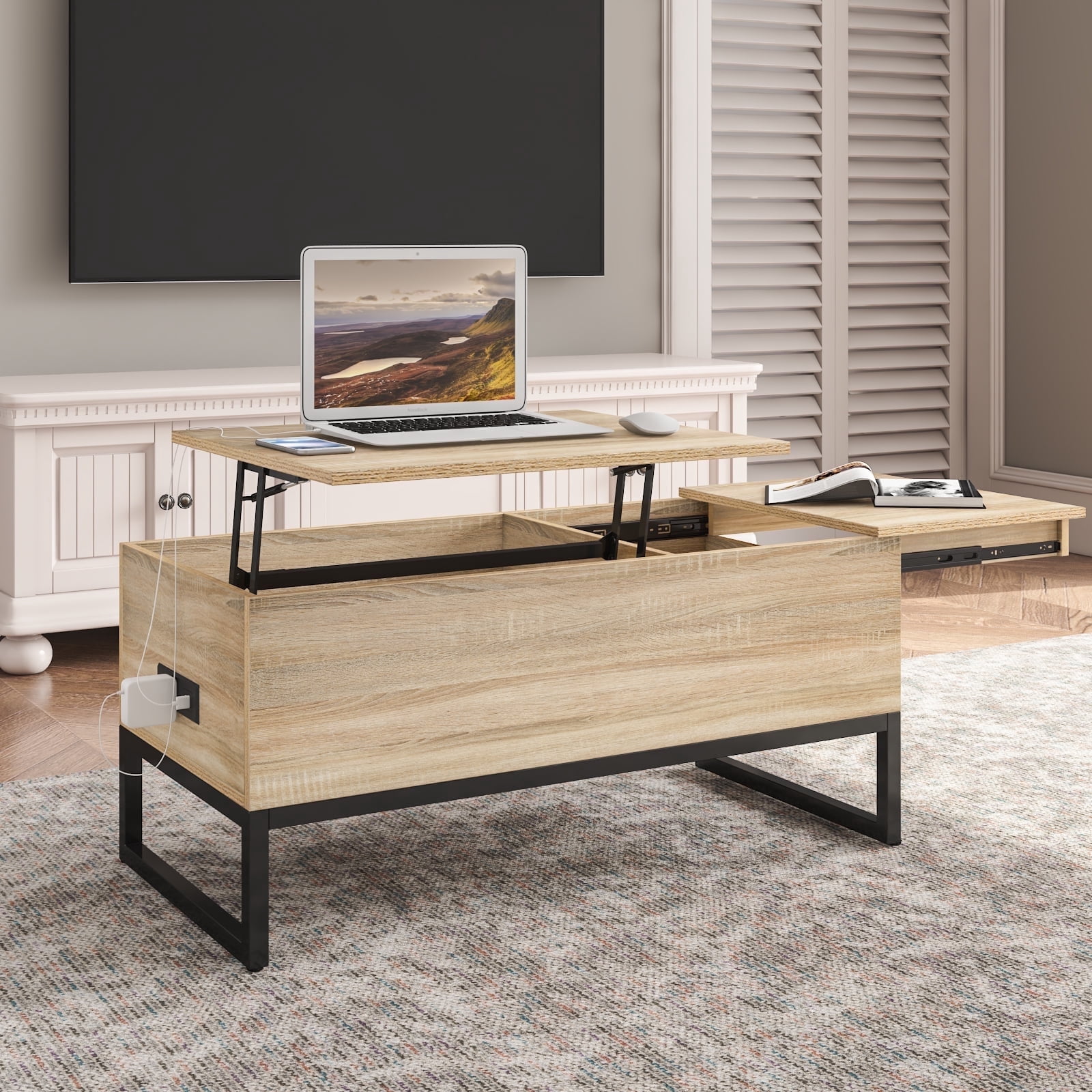 Hommpa Lift Top Coffee Table Living Room End Table with Sliding Top ...