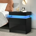 thumbnail image 1 of Hommpa Modern Bedside Table High Gloss Front 2 Drawers Nightstand Cabinet with LED for Bedroom Black, 1 of 10