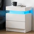 thumbnail image 1 of Hommpa Modern LED Nightstand with 2 Drawers High Gloss Led Light Bedside Table Storage White Night Table with Lights End Side Table with Drawer for Bedroom 20.5" Tall, 1 of 11