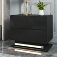 thumbnail image 1 of Hommpa Modern LED Nightstand Adjustable 3 Color LED Light 2 Drawer Bedside Table Storage Cabinet with Auto Sensor Light High Gloss Black Night Stand Smart Motion Sensor Side Table for Bedroom, 1 of 12
