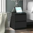 thumbnail image 1 of Hommpa Modern Nightstand 2 Drawer Bedside Table Organizer Storage Drawers Wood Cabinet Small Night Stands Black Finish End Side Table for Bedroom Home Furniture 12.9x12.6x16.2 inch, 1 of 10