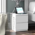 thumbnail image 1 of Hommpa Modern Nightstand 2 Drawer Bedside Table Organizer Storage Drawers Wood Cabinet Small Night Stands White Finish End Side Table for Bedroom Home Furniture 12.9x12.6x16.2 inch, 1 of 11