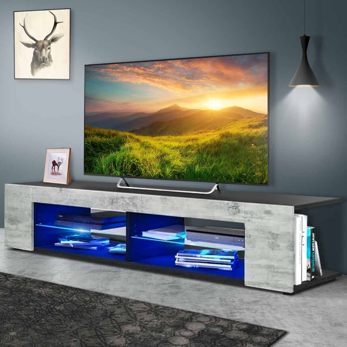 Hommpa Modern TV Stand TV Cabinet with LED Lights Entertainment Center ...
