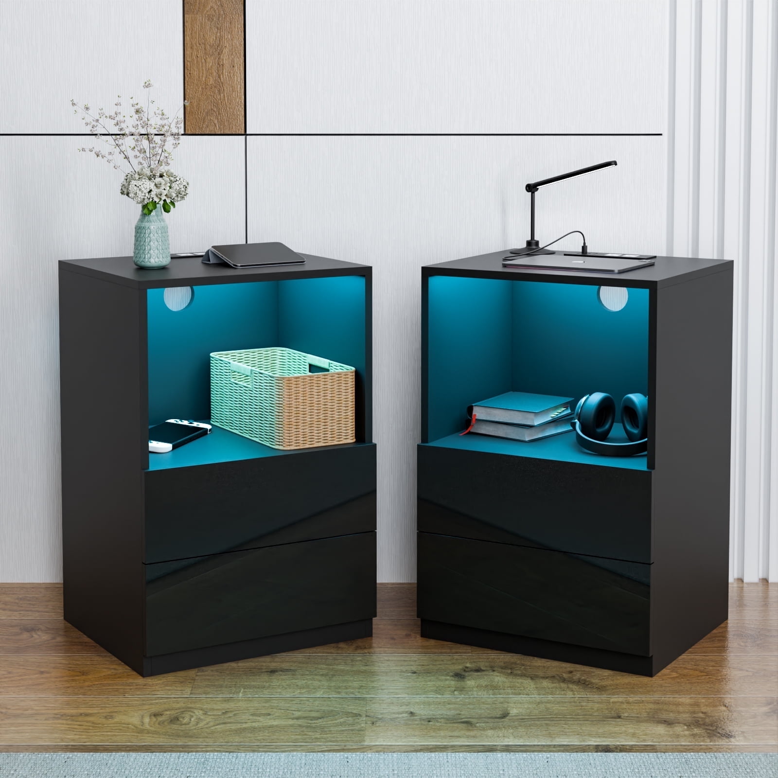 Hommpa Nightstand Set of 2 Nightstands With Usb Nightstands With
