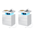 thumbnail image 1 of Hommpa Nightstand Set of 2 Wireless Charging Station USB Port Type C Outlets Modern Bedside Table 3 Drawer Smart LED Nightstand Tall Night Table White High Gloss End Side Table for LivingRoom Bedroom, 1 of 10
