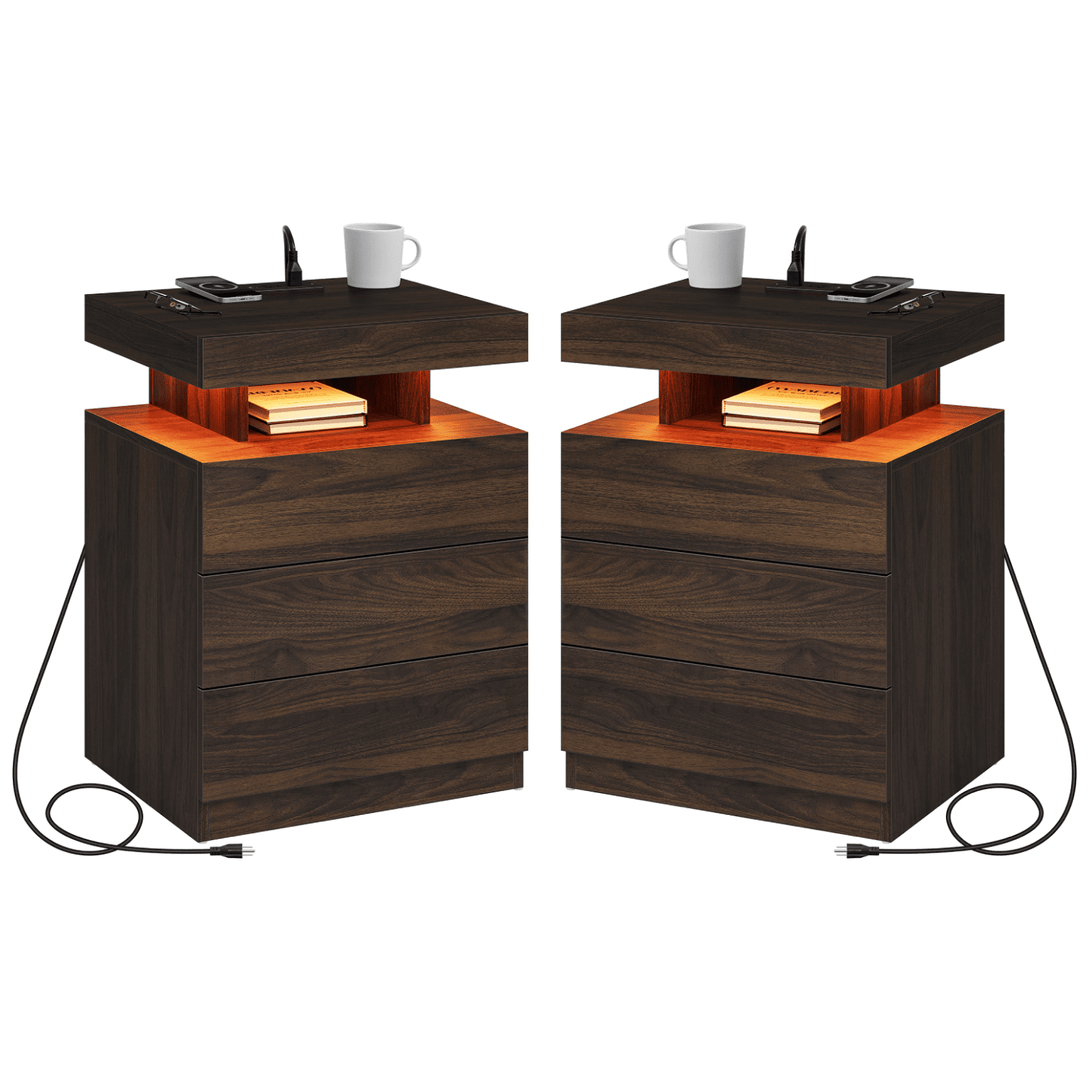 Hommpa Nightstand Set Of 2 Wireless Charging Station USB Port Type C