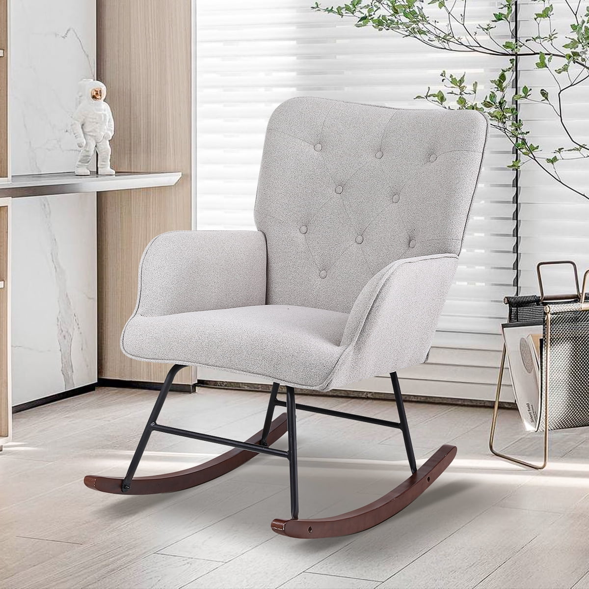 Hommpa Rocking Chair Upholstered Rocker Armchair Modern Accent Chair ...