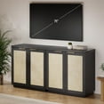 thumbnail image 1 of Hommpa Set of 2 Sideboard Buffet Cabinet Rattan Kitchen Storage Organizer Boho Farmhouse Accent Cabinets TV Console for Living Dining Room Coffee Bar for Party Holiday Festival Christmas Gift, Black, 1 of 6