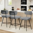 thumbnail image 1 of Hommpa Swivel Bar Stools Set of 3 Counter Height Barstools 26" Gray Linen Fabric Upholstered Kitchen Counter Stools with Backs, Metal Legs, Footrest and Wide Seat, 1 of 12