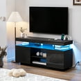 thumbnail image 1 of Hommpa TV Stand for TVs up to 55" with LED Lights & Power Outlets Modern Gaming Entertainment Center High Gloss Media Console TV Cabinet Black, 1 of 14