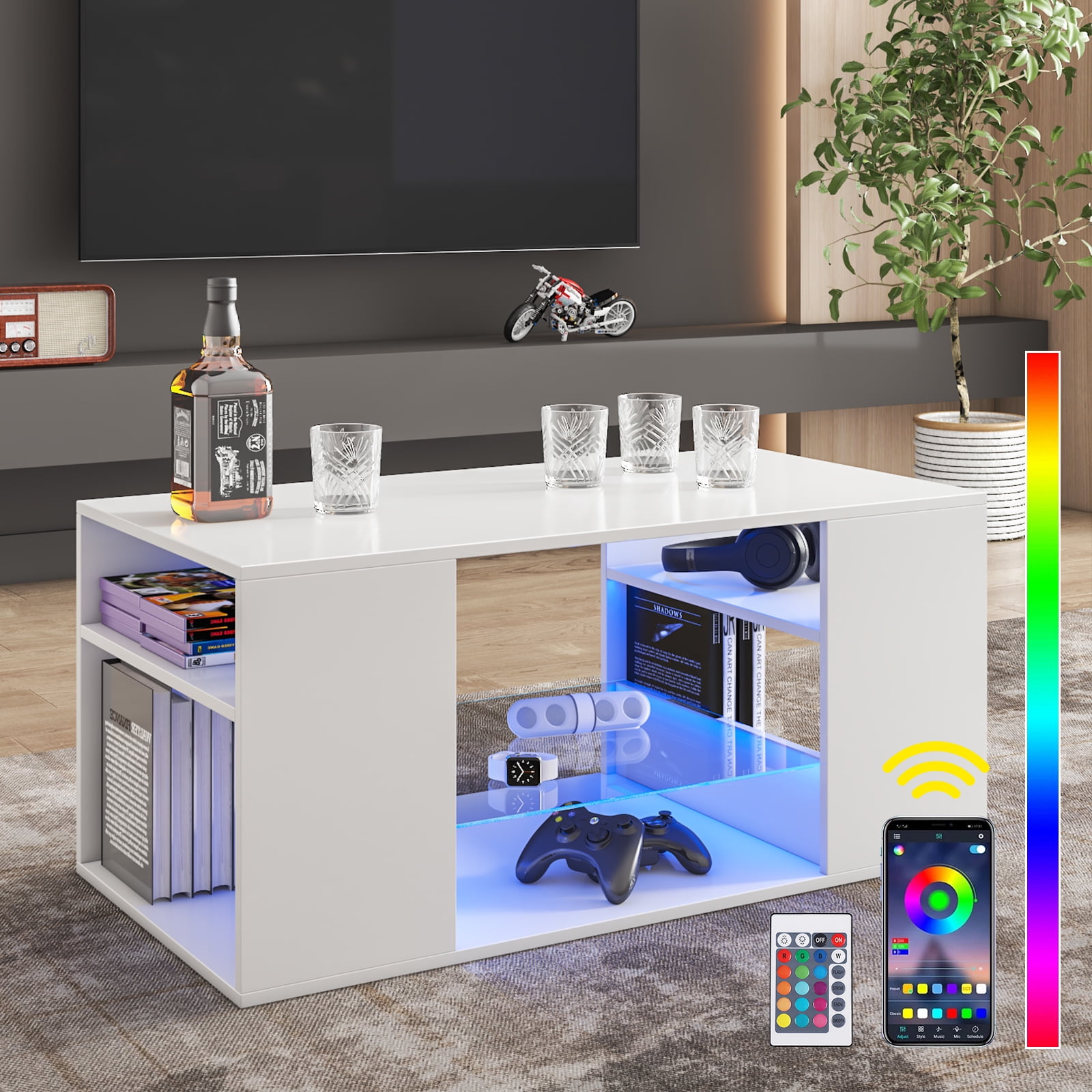Hommpa LED Coffee Table with High Gloss Finish and UK Ubuy