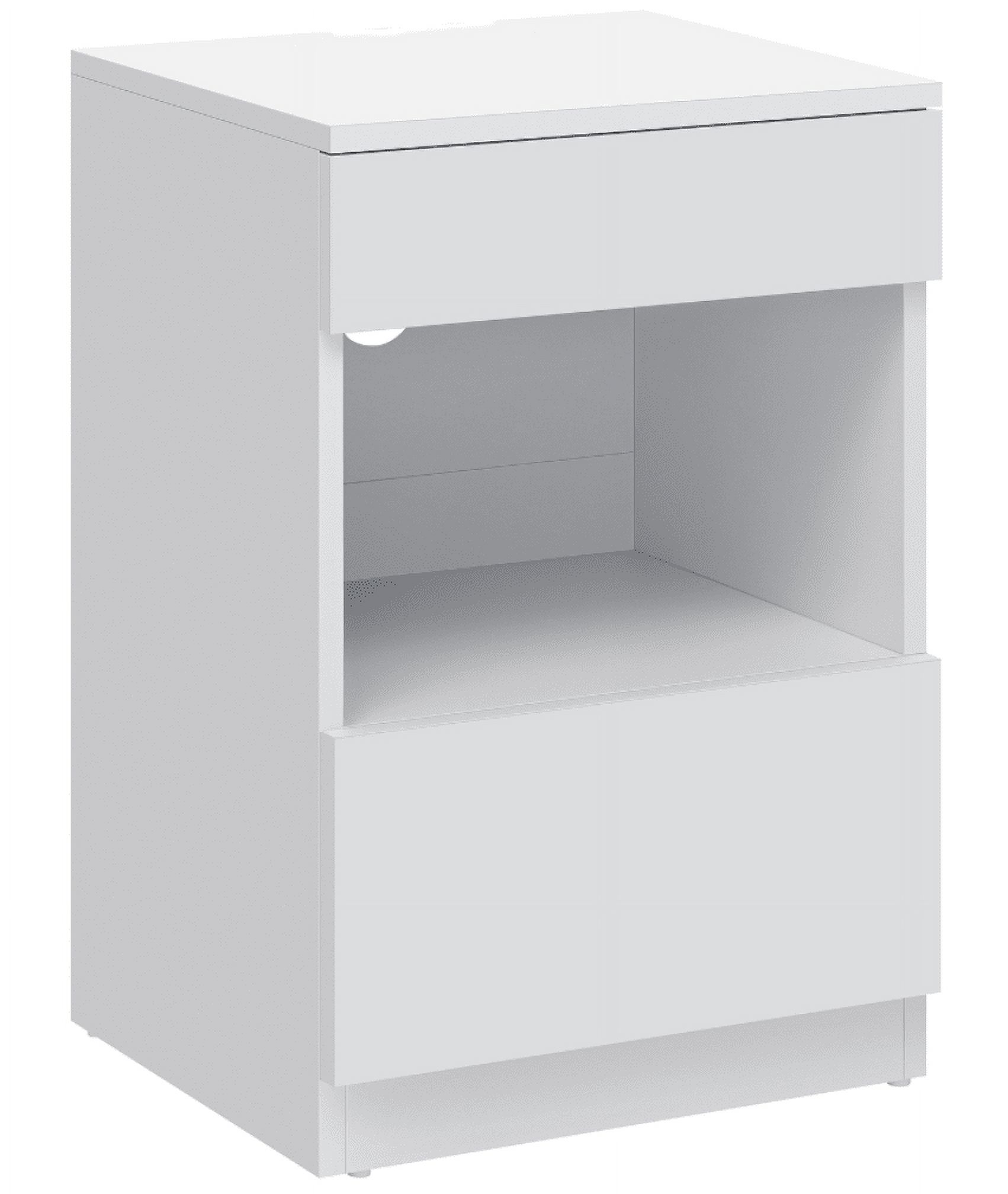 Hommpa White Nightstand 2 Drawers Bedside Table Storage Open Shelf