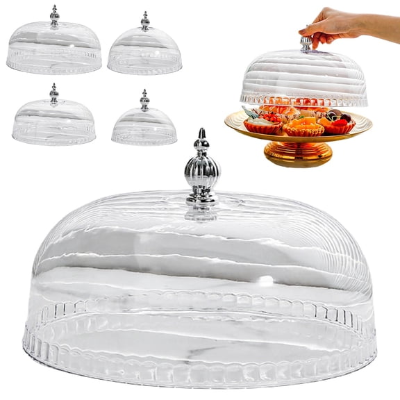 Homng Cake Stand Cover Pastry Display Cloche Serving Dish Cover Versatile Cake Cover Lid Food Dome for Kitchen Camping Wedding Home, 16Cm, Dome-Shaped Center Cover 16*16