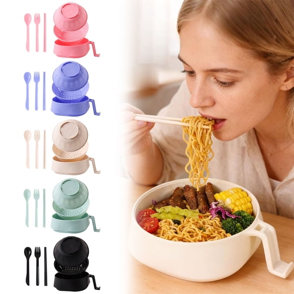Homng Ramen Cooker Ramen Bowl Set with Chopsticks 2026 Upgraded Microwave Pasta Cooker Noodle Bowl with Lid Instant Ramen Bowls for Apartment College Dorm Home Office Ramen Cooker, Beige