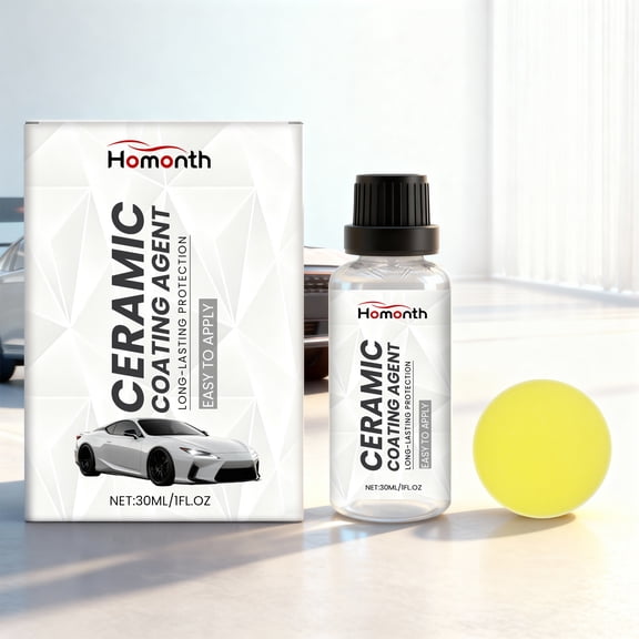 Homonth Ceramic Coating Agent, 30ml Car Paint Protection Kit, Easy to Apply Long-Lasting Protection, Enhances Gloss and Removes Stains, Automotive Detailing Solution with Applicator