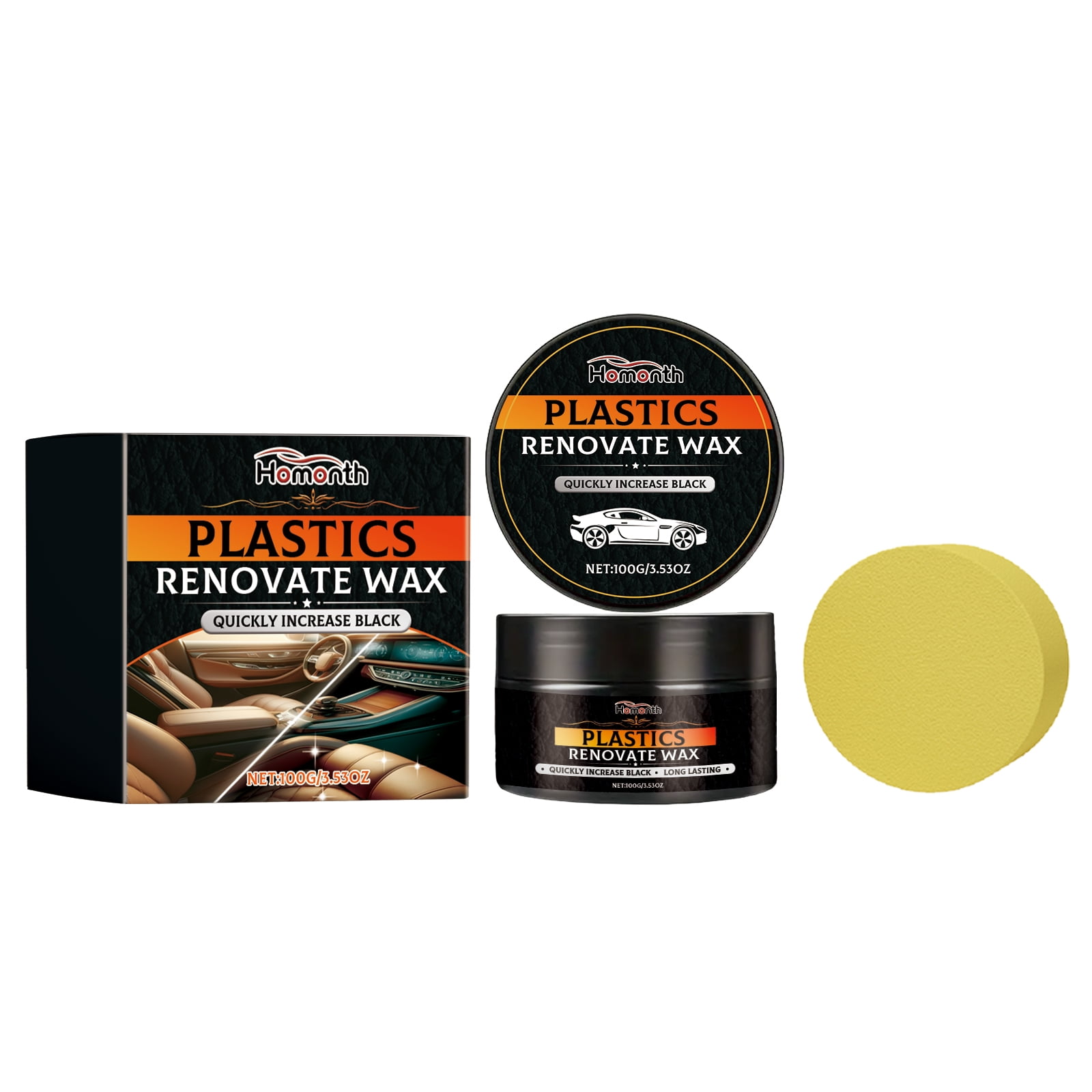 Homonth Plastics Renovate Wax, Car Seat Leather Interior Scratch Repair