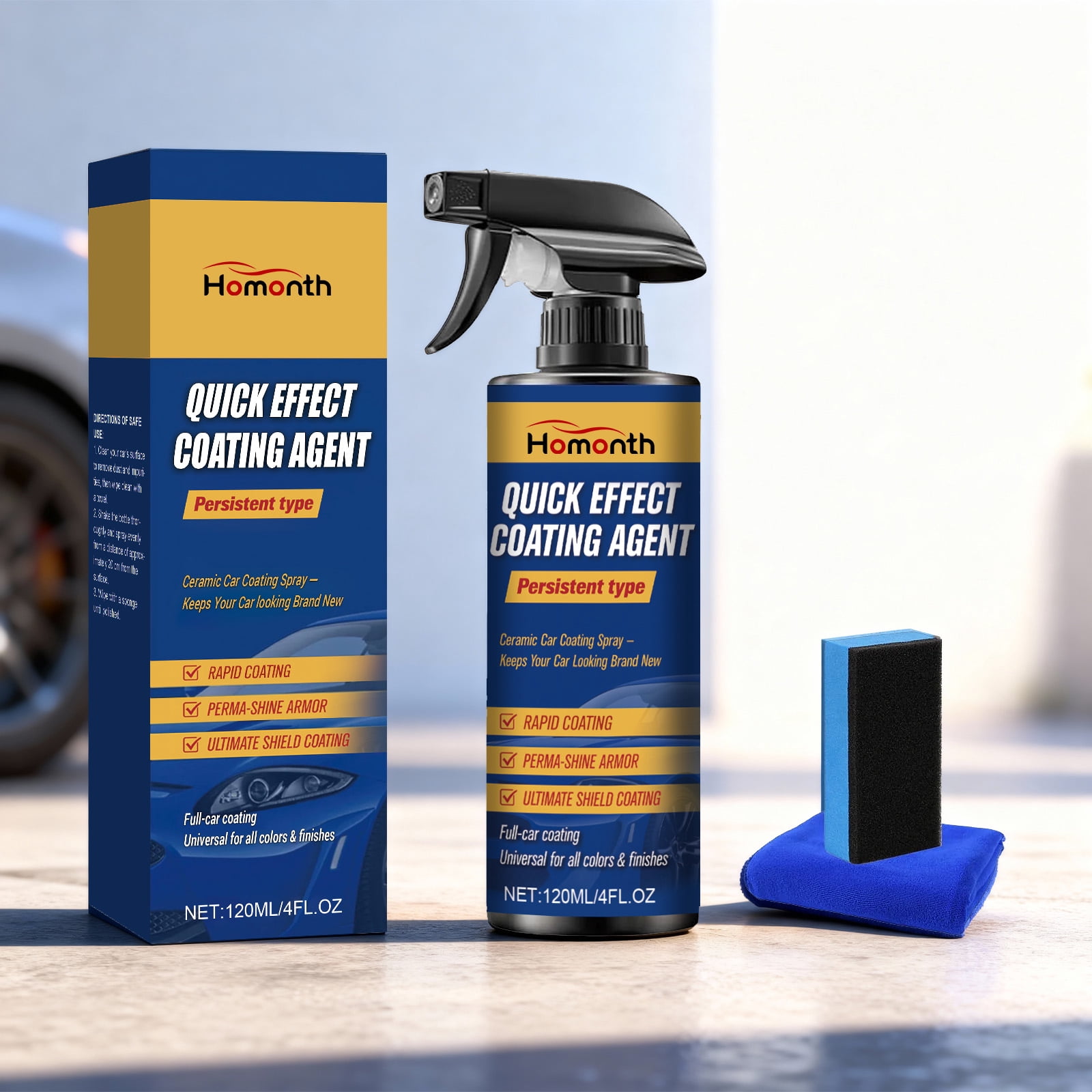 Auto Enhancer Spray Homonth Quick Effect Coating Agent, 120ML Car Coating Spray Kit , Rapid ...