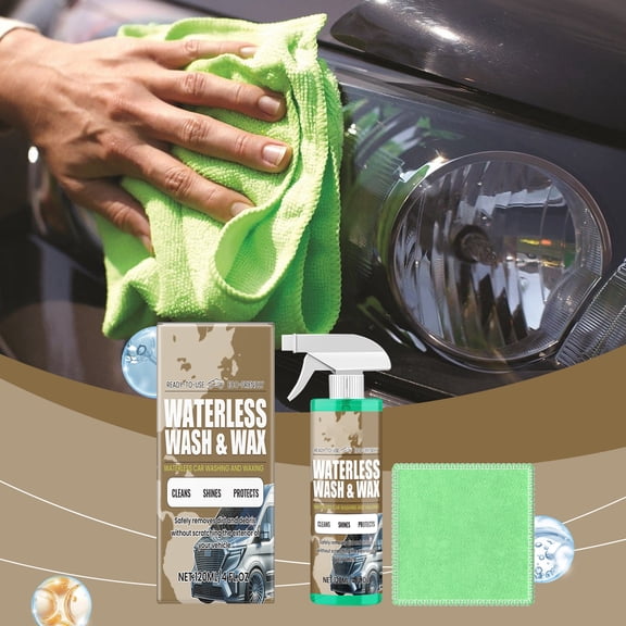 Homonth Waterless Car Wash and Wax with Microfiber Towel - Cleans, Shines, and Protects Car Surfaces Without Water, Ideal for Cars, Trucks, SUVs, RVs - Convenient for Home, Garage, Road Trips