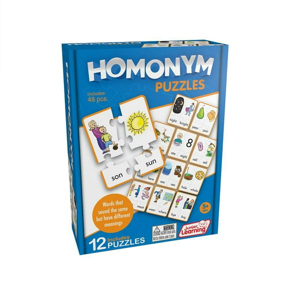 Homonym Puzzles Junior Learning for Ages 5-8, Grade 1 Grade 2 Learning,  Language Arts Word Level, Perfect for Home School, Educational Resources