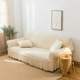 thumbnail image 1 of Homore 1 Piece Sofa Slipcover with Pleated Ruffled Skirt Washable High Stretch Durable Furniture Protector,2 Seater,Cream, 1 of 13