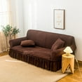 thumbnail image 1 of Homore 1 Piece Sofa Slipcover with Pleated Ruffled Skirt Washable High Stretch Durable Furniture Protector,3 Seater,Coffee, 1 of 11