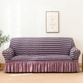 thumbnail image 1 of Homore 1 Piece Sofa Slipcover with Pleated Ruffled Skirt Washable High Stretch Durable Furniture Protector,3 Seater,Striped Purple, 1 of 12