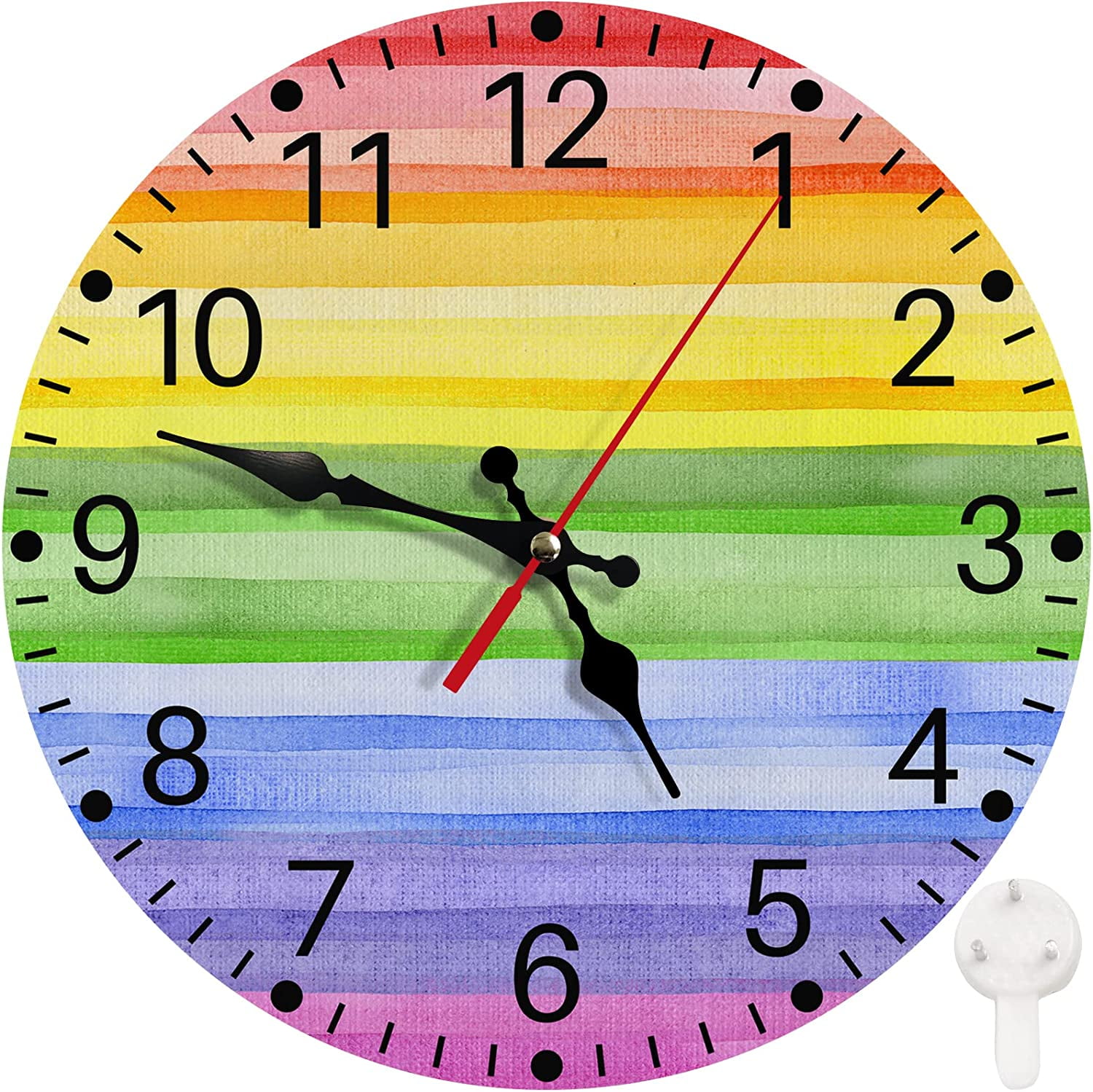 Homore 10Inch Round Wall Clock, Silent Ticking, Decor Bathroom Kitchen