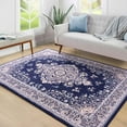 thumbnail image 1 of Homore Antique Floral Faux Wool Area Rug, 6' x 9', Blue, 1 of 8