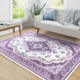 thumbnail image 1 of Homore Antique Floral Faux Wool Area Rug, 6' x 9', Purple, 1 of 8
