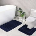 thumbnail image 1 of Homore Bathroom Rugs Sets, Luxury Bath Mat Set Anti-Slip Bath Rug and U-Shaped Toilet Mat Navy Blue, 1 of 7