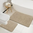thumbnail image 1 of Homore Bathroom Rugs Sets, Luxury Bath Mat Set Anti-Slip Chenille Bath Rug and U-Shaped Toilet Mat Camel, 1 of 8