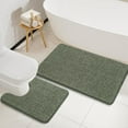thumbnail image 1 of Homore Bathroom Rugs Sets, Luxury Bath Mat Set Anti-Slip Chenille Bath Rug and U-Shaped Toilet Mat Gray Green, 1 of 8