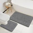 thumbnail image 1 of Homore Bathroom Rugs Sets, Luxury Bath Mat Set Anti-Slip Chenille Bath Rug and U-Shaped Toilet Mat Gray, 1 of 8
