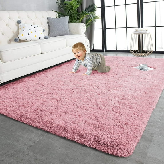 Homore Cute Fluffy Carpet Soft Washable Area Rugs for Bedroom/ Living Room Decoration, 5' x 8' , Pink