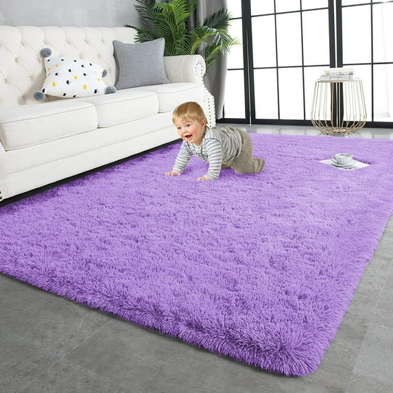 Homore Cute Fluffy Carpet Soft Washable Area Rugs for Bedroom/ Living Room Decoration, 5' x 8' , Purple