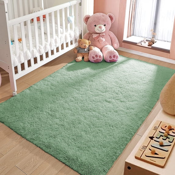Homore Cute Fluffy Carpet Soft Washable Area Rugs for Kids Girls Bedroom/Nursery Room/ Living Room Decoration, 3' x 5' Light Green