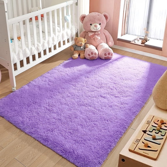 Homore Cute Fluffy Carpet Soft Washable Area Rugs for Bedroom/ Living Room Decoration, 3' x 5' Purple
