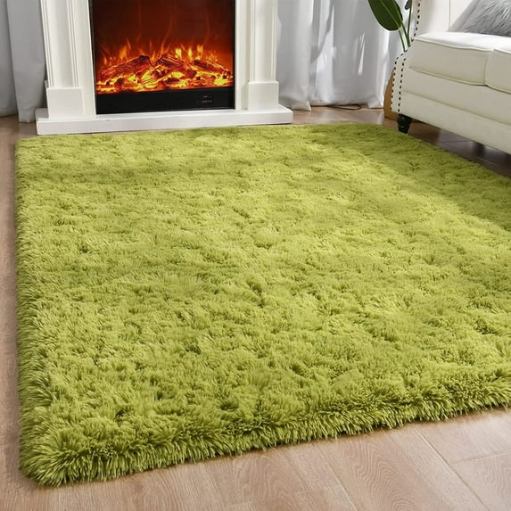 Homore Cute Fluffy Carpet Soft Washable Area Rugs for Bedroom/ Living Room Decoration, 4' x 5.9' , Green