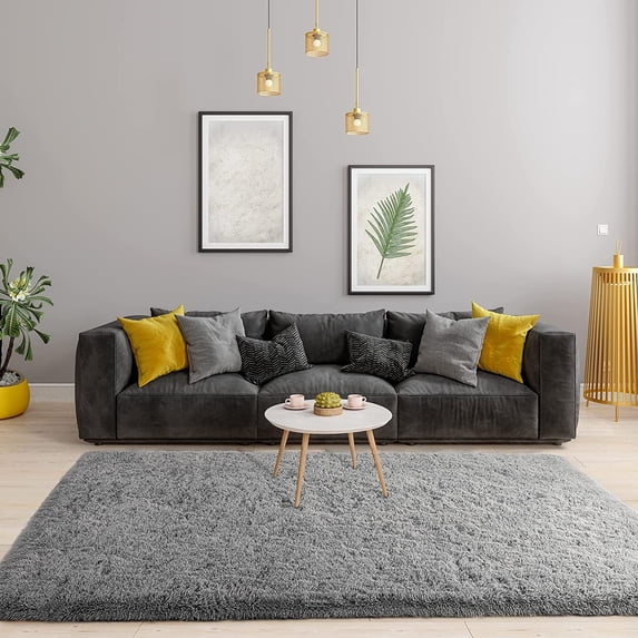 Homore Cute Fluffy Carpet Soft Washable Area Rugs for Bedroom/ Living Room Decoration, 6' x 9' , Gray