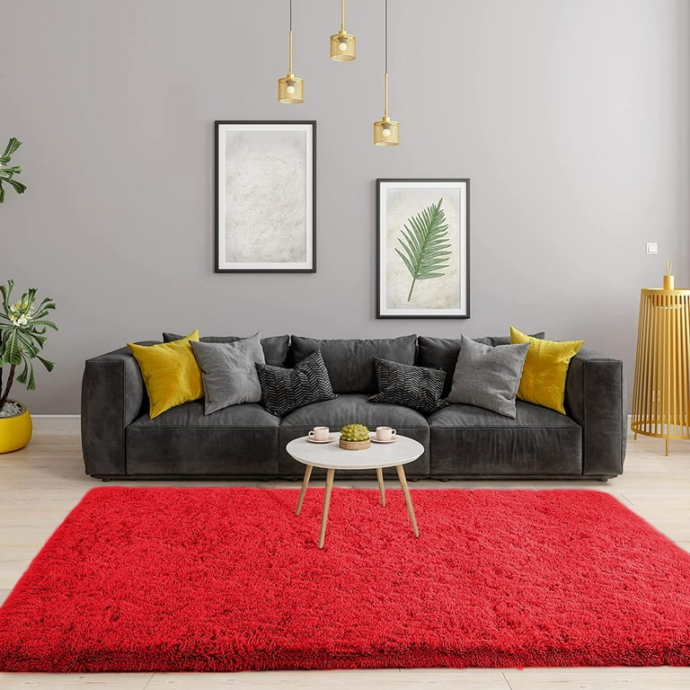 Free Shipping Homore Cute Fluffy Carpet Soft Washable Area Rugs for Kids Girls Bedroom Nursery Room Living Room Decoration 6 x 9 Red Walmart