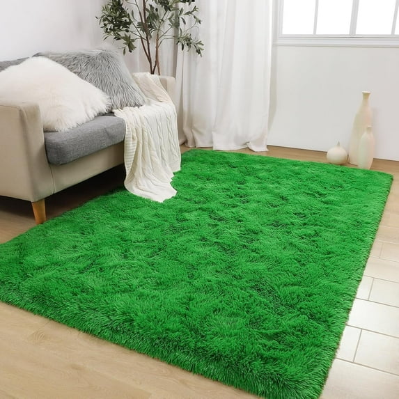 Homore Cute Fluffy Velvet Carpet Soft Washable Area Rugs for Bedroom/ Living Room Decoration,5'x8',Original Green