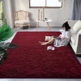 thumbnail image 1 of Homore Cute Fluffy Velvet Carpet Soft Washable Area Rugs for Bedroom/ Living Room Decoration,8'x10',Dark Red, 1 of 8