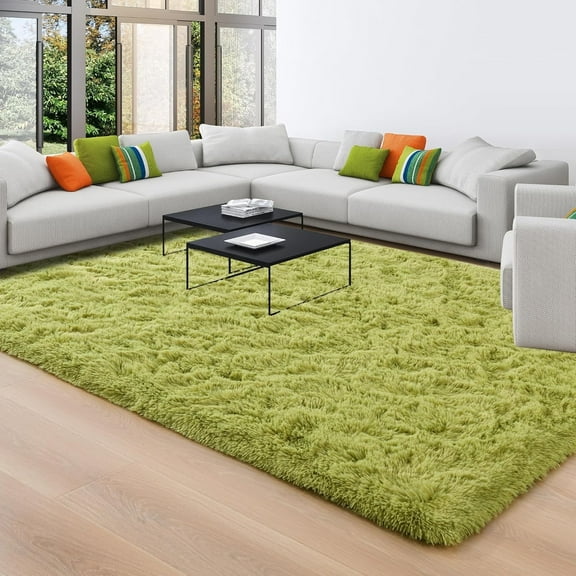 Homore Cute Fluffy Velvet Carpet Soft Washable Area Rugs for Bedroom/ Living Room Decoration,8'x10',Green