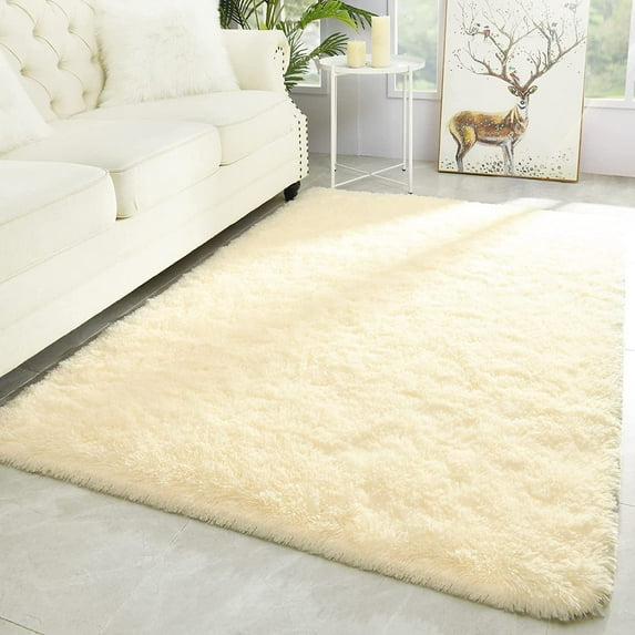 Homore Cute Fluffy Velvet Carpet Soft Washable Area Rugs for Bedroom/ Living Room Decoration,3'x5',Light Champagne