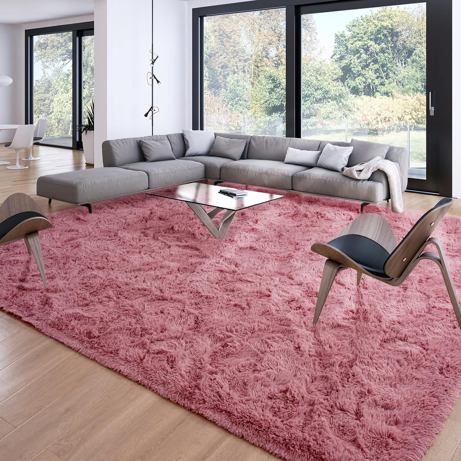 Homore Cute Fluffy Velvet Carpet Soft Washable Area Rugs for Bedroom/ Living Room Decoration,6'x9',Blush