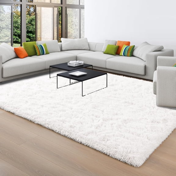 Homore Cute Fluffy Velvet Carpet Soft Washable Area Rugs for Bedroom/ Living Room Decoration,8'x10',Cream